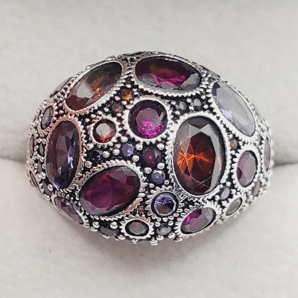 Pink, Orange, Purple Gemstone Dome Ring
